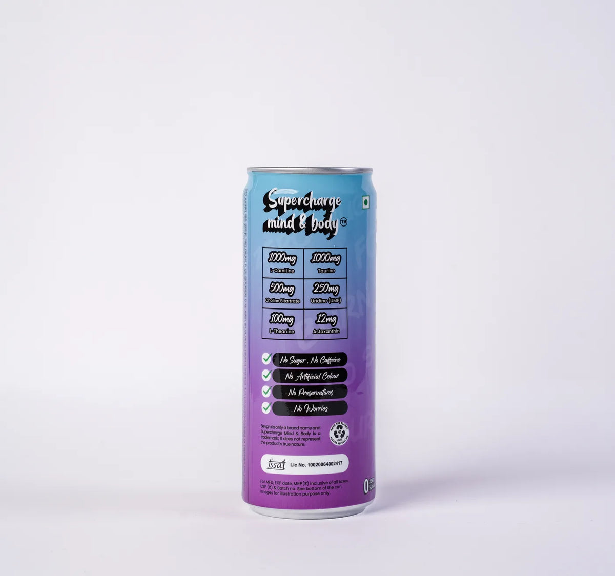 Nutrition facts panel on the Hubba Grape can