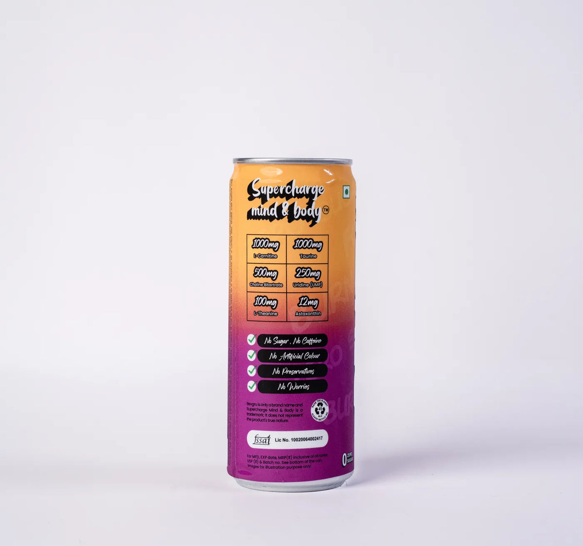 Back of the Poppy Passion Fruit can showing the actives panel